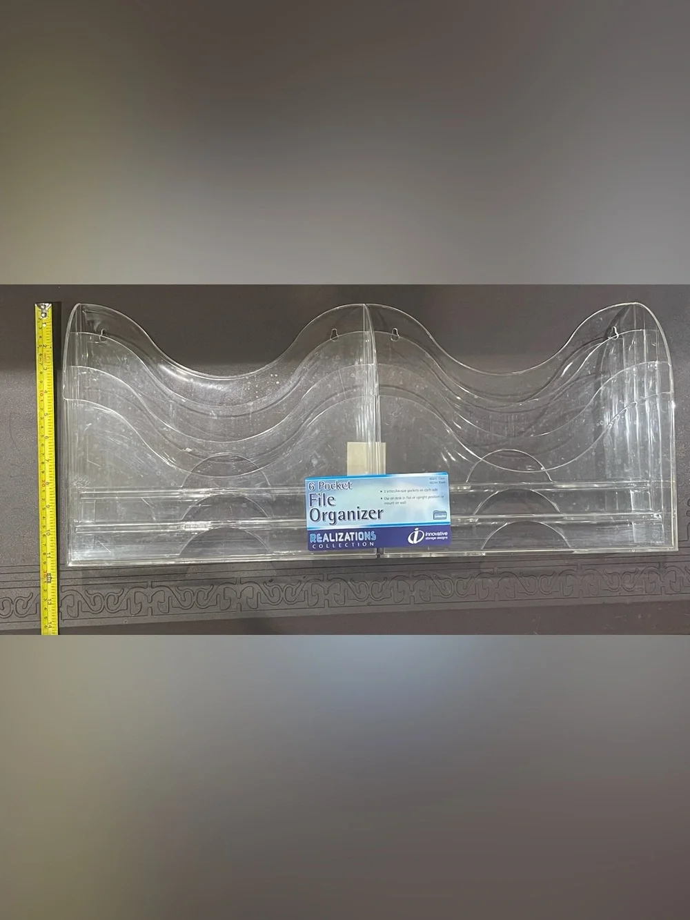 Clear 6-Section Wall-Mounted or on desk File Organizer Acrylic